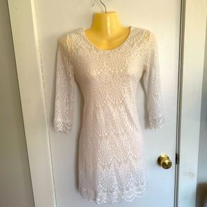 White Lace Crochet mini dress